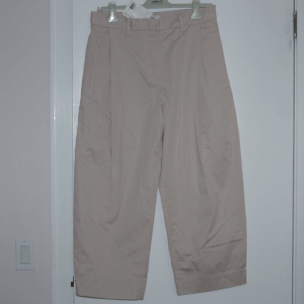 COS Beige cotton Ankle Pants wide leg women size 12